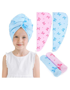 Toalla de Microfibra para Cabello FIOBEE 2 Piezas Azul/Rosa