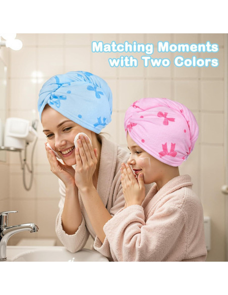 Toalla de Microfibra para Cabello FIOBEE 2 Piezas Azul/Rosa