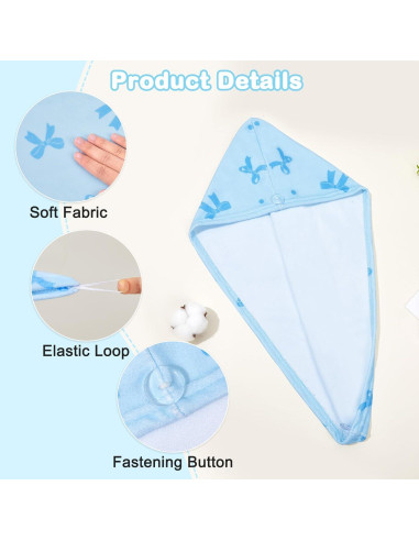 Toalla de Microfibra para Cabello FIOBEE 2 Piezas Azul/Rosa