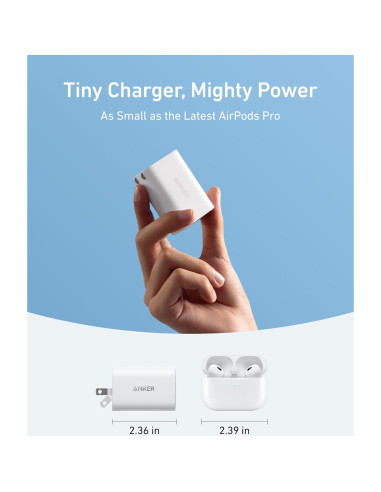 Cargador Anker Nano 100W Tipo C Plegable Negro con Cable 1.8m