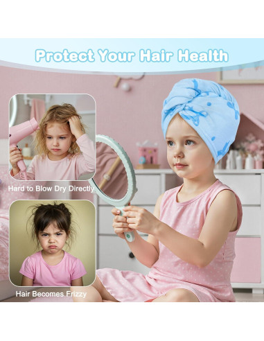 Toalla de Microfibra para Cabello FIOBEE 2 Piezas Azul/Rosa