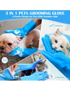 Guantes de Aseo para Mascotas SUKETIL HL-GT291 Azul 2