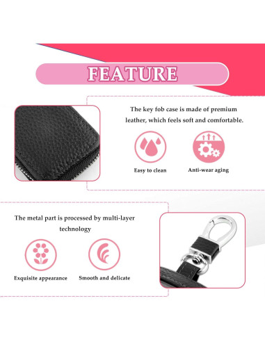 Funda de Llave de Coche CXCCOI Universal Cuero Negro