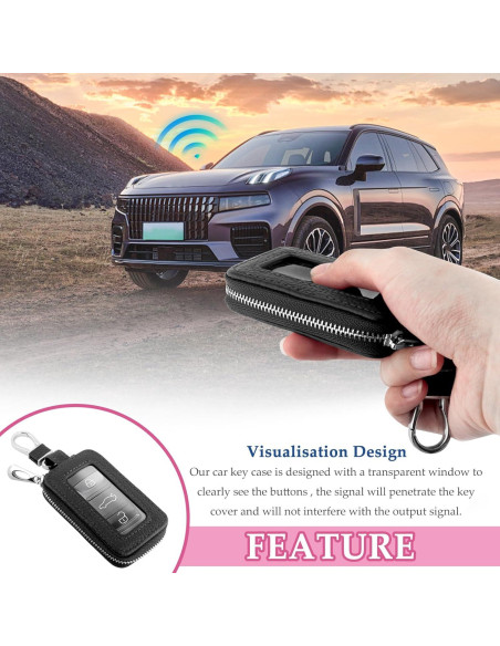 Funda de Llave de Coche CXCCOI Universal Cuero Negro