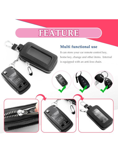 Funda de Llave de Coche CXCCOI Universal Cuero Negro