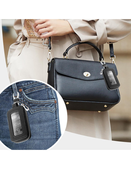 Funda de Llave de Coche CXCCOI Universal Cuero Negro