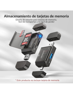 Adaptador Lector de Tarjetas 6-en-1 JOOPSHEE USB-C y USB-A 2