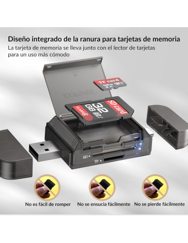 Adaptador Lector de Tarjetas 6-en-1 JOOPSHEE USB-C y USB-A