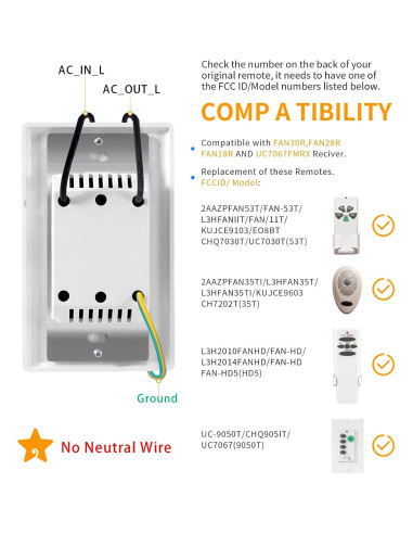 Control Remoto Universal para Ventilador de Techo Humpptom UC9050T