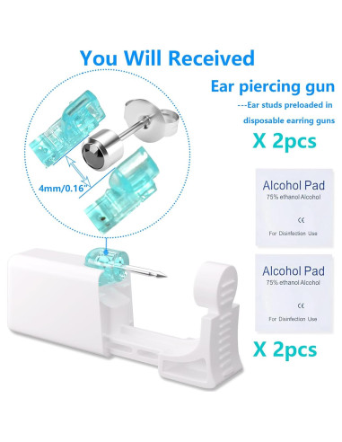 Kit de Perforación de Orejas YINPAD - Pistola Desechable 4mm