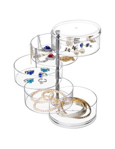 LETURE Organizador de Joyería Rotativo 5 Capas Transparente