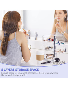 LETURE Organizador de Joyería Rotativo 5 Capas Transparente 2