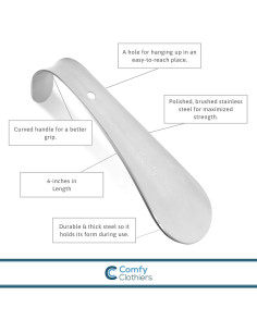 Cuerno de zapato de acero inoxidable Comfy Clothiers 15 cm 2