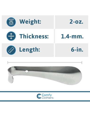 Cuerno de zapato de acero inoxidable Comfy Clothiers 15 cm