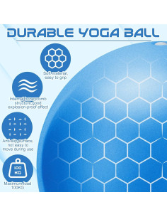 Pelota de Ejercicio Inflable jjshund 25cm PVC Azul 2