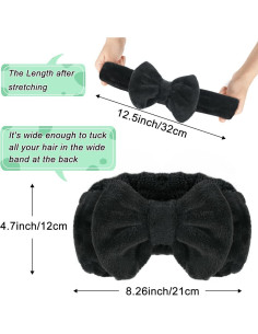 Cinta para la cabeza Shintop Spa negra de felpa coral 12x21 cm 2