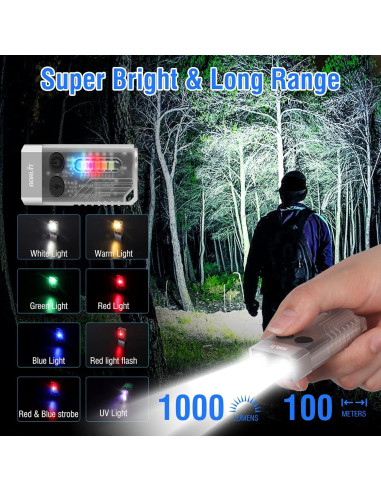 Linterna Boruit V10 Compacta UV 365nm Recargable USB C 1000LM