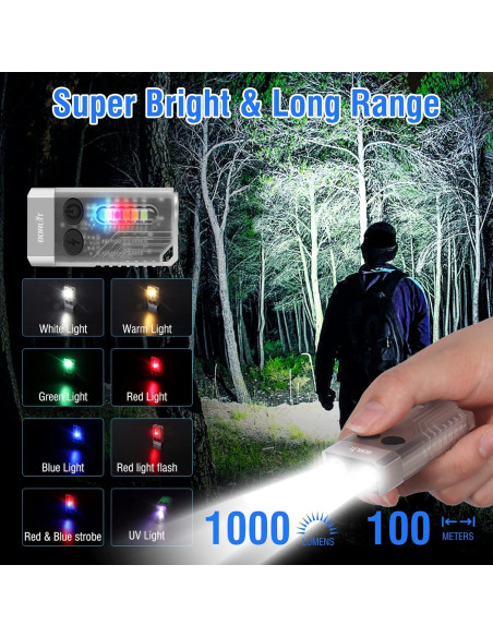 Linterna Boruit V10 Compacta UV 365nm Recargable USB C 1000LM