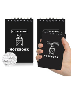 Cuaderno Impermeable WAFJAMF 3x5" Negro - Paquete de 2