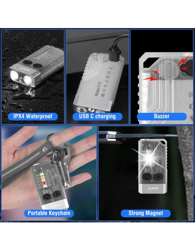 Linterna Boruit V10 Compacta UV 365nm Recargable USB C 1000LM