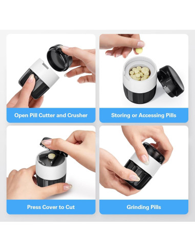 DEPAD Triturador y Cortador de Pastillas 3-en-1 Negro