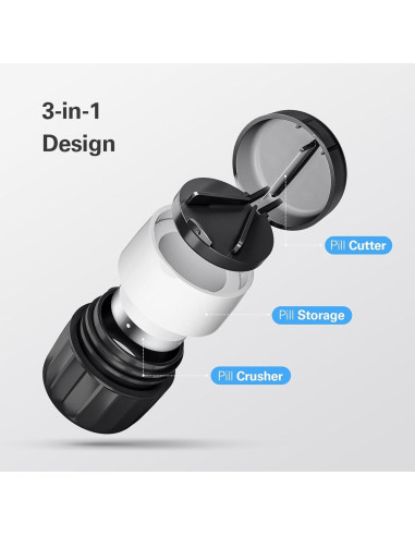 DEPAD Triturador y Cortador de Pastillas 3-en-1 Negro