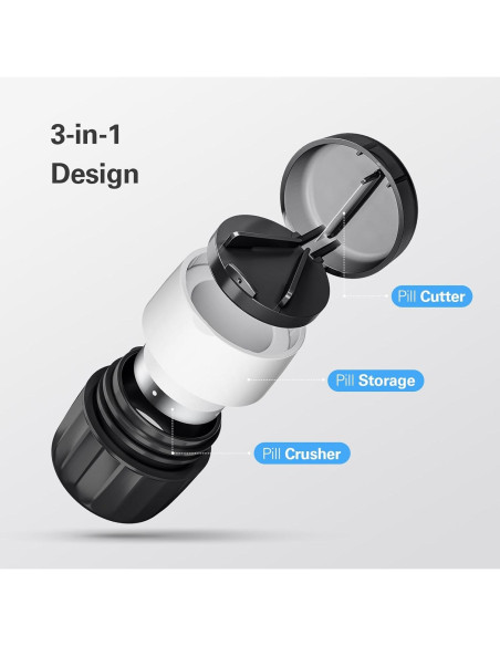 DEPAD Triturador y Cortador de Pastillas 3-en-1 Negro