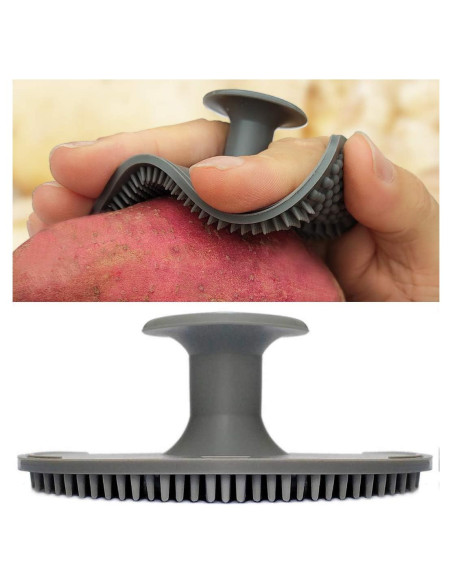 Cepillo Limpiador de Verduras ZEMOZEN - Silicona Flexible Gris