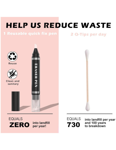 2 Pcs Bolígrafos Removedores de Maquillaje Reutilizables