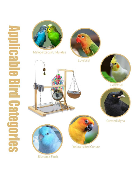 Juguete para Aves Dbeans Flourithing con Campana y Comedero Juguete para Aves Dbeans Flourithing con Campana y Comedero