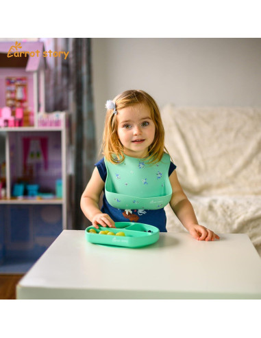 Baberos de Silicona Carrot Story Set de 2 Flores y Frutas