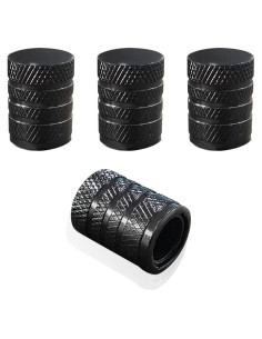 4 Tapones de Válvula de Neumático de Aluminio Povtii Negro