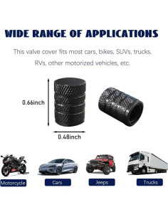 4 Tapones de Válvula de Neumático de Aluminio Povtii Negro 2