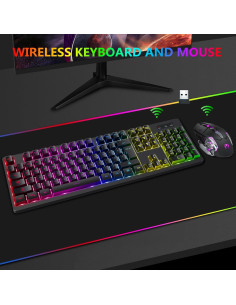 Teclado y Ratón Gaming Cakce RGB Inalámbricos Ergonómicos 2