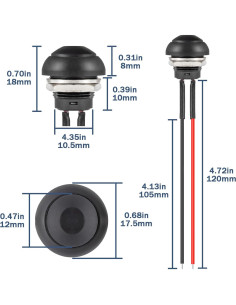 Interruptor Momentáneo Impermeable VEXUNGA 12MM Negro 6Pcs 2