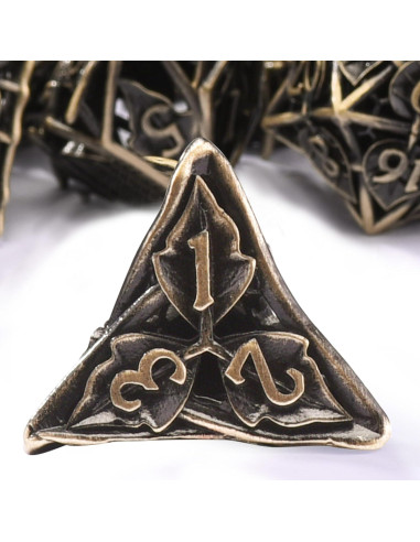Juego de Dados DND de Metal AUSTOR 7 Piezas Bronce Antiguo