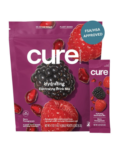 Cure Hydration Bebida Electrolítica Baya Granada 14 Paquetes