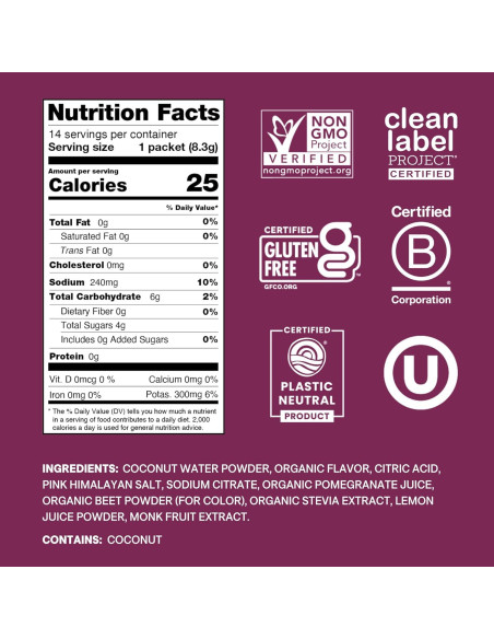 Cure Hydration Bebida Electrolítica Baya Granada 14 Paquetes