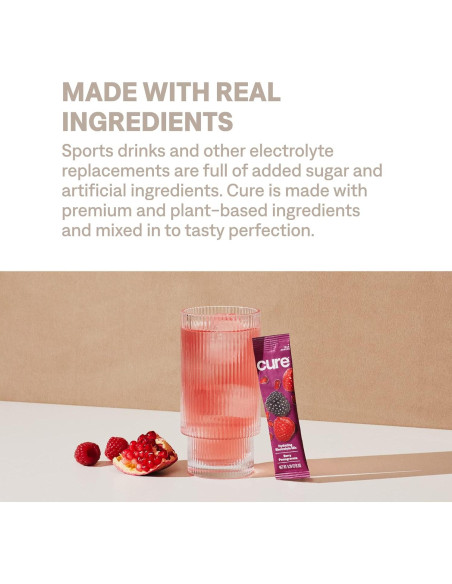 Cure Hydration Bebida Electrolítica Baya Granada 14 Paquetes