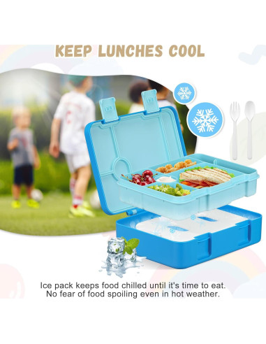 Caja de Almuerzo Bento LAUJIA Azul 5 Compartimentos A Prueba de Fugas