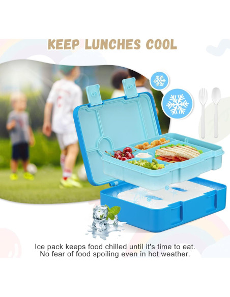 Caja de Almuerzo Bento LAUJIA Azul 5 Compartimentos A Prueba de Fugas Caja de Almuerzo Bento LAUJIA Azul 5 Compartimentos A Prueba de Fugas