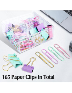 Conjunto de Clips de Papel y Carpeta CREECHWA 165 Piezas 2