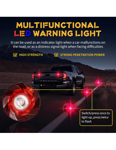 Baliza de Alerta LED Tumecos HS81 con Base Magnética - Rojo