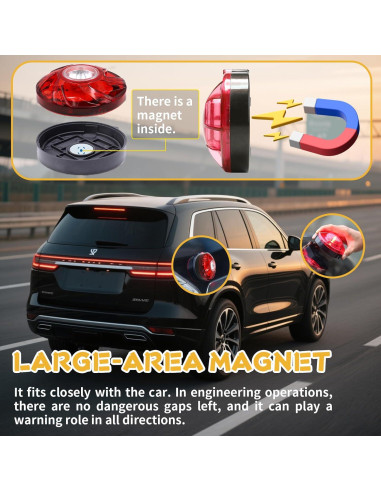 Baliza de Alerta LED Tumecos HS81 con Base Magnética - Rojo