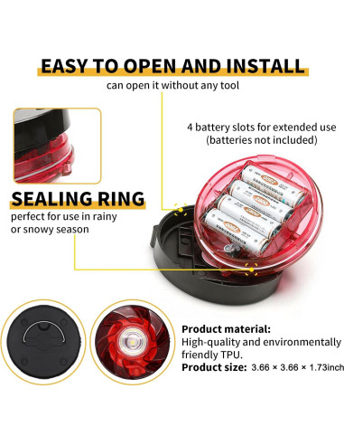 Baliza de Alerta LED Tumecos HS81 con Base Magnética - Rojo