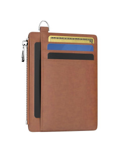 Billetera Slim Hancynir Marrón Vintage RFID para Mujeres