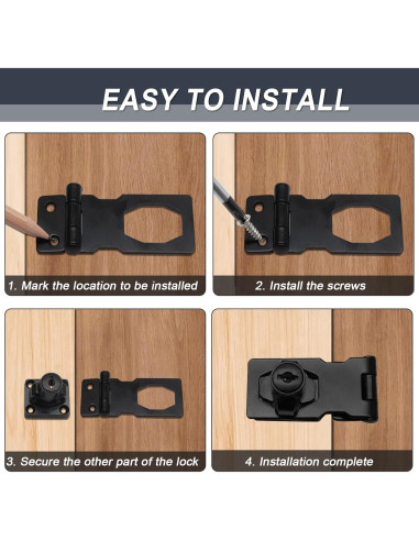 Cerraduras de Hasp Kyuionty 2 Pcs 65x32mm con Llave Negra
