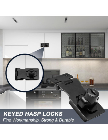 Cerraduras de Hasp Kyuionty 2 Pcs 65x32mm con Llave Negra
