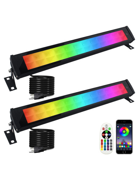 Barras de Luz LED RGB Bosite 50W 2 Piezas IP66 Control APP