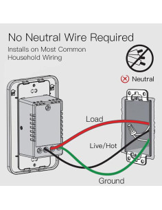 Interruptor de Luz Inteligente WiFi MOES 2 Gen Sin Neutro 7W 2